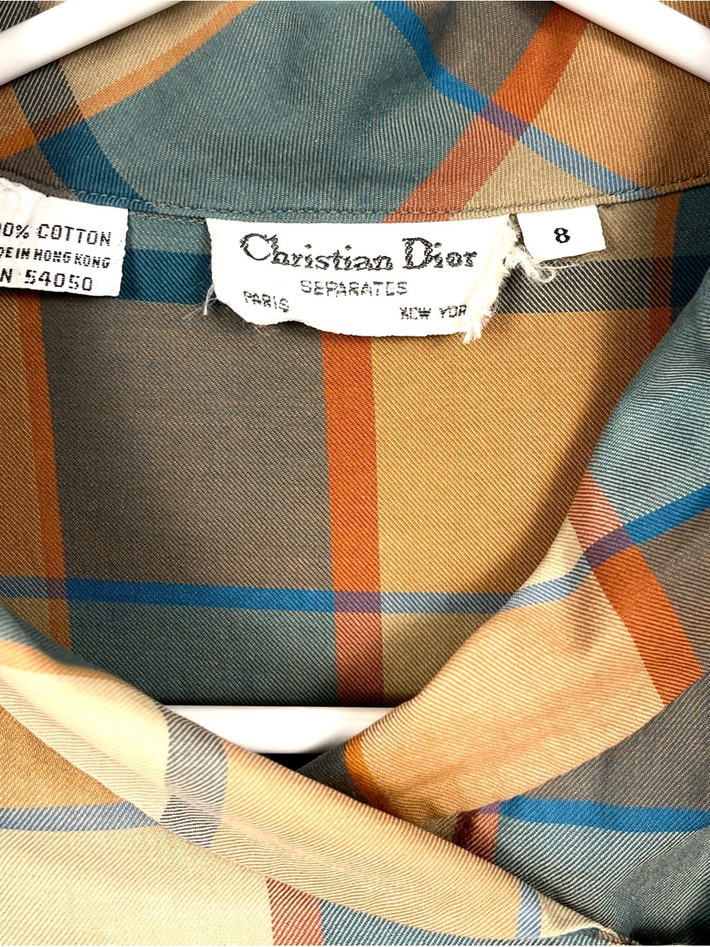 Christian Dior Vintage Separates Plaid Buttondown Long Sleeve Blouse Top Size 8 - Picture 4 of 9